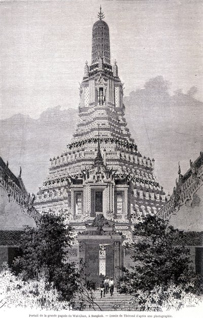 Portal de la Gran Pagoda Wat-Chan, Bangkok. Dibujo por Thérond de Emile Theodore Therond