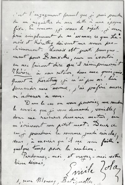 Carta de Zola a Edouard Manet (1832-83) 1868 de Emile Zola