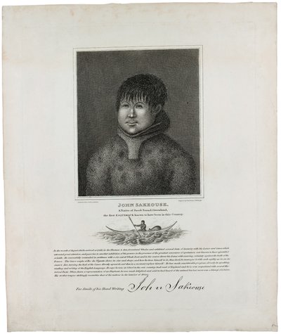 John Sakeouse, un nativo de Jacob Sound, Groenlandia, el primer esquimal conocido en este país, 1816 de Emilia Anderson
