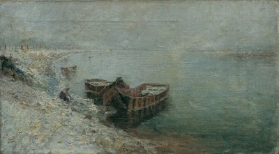 Barcos de pesca en la orilla del Danubio de Emilie Mediz Pelikan