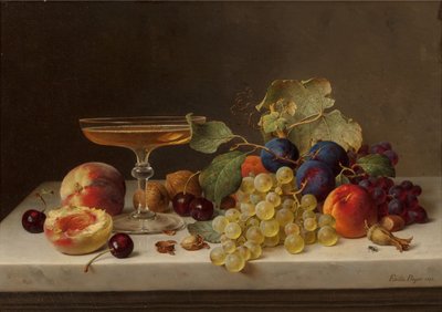 Naturaleza muerta con frutas de verano y champán, 1875 de Emilie Preyer