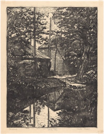 Granja frente al mar y granero de heno de Emilius Wilhelmus Dehé (signed by artist)