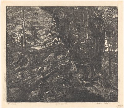 Árboles en el borde de una duna entre Egmond y Bergen de Emilius Wilhelmus Dehé (signed by artist)