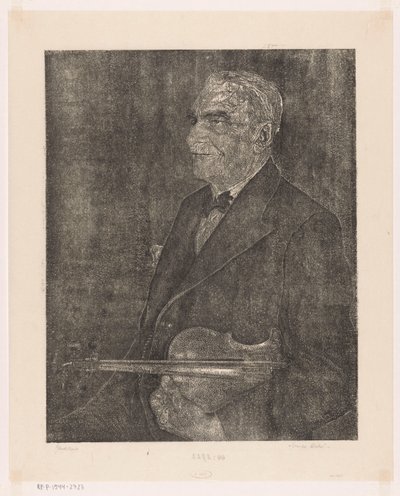 Retrato del padre del artista con violín de Emilius Wilhelmus Dehé (signed by artist)