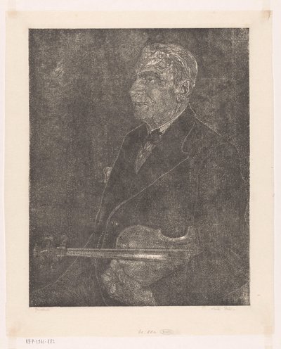 Retrato del padre del artista con violín de Emilius Wilhelmus Dehé (signed by artist)