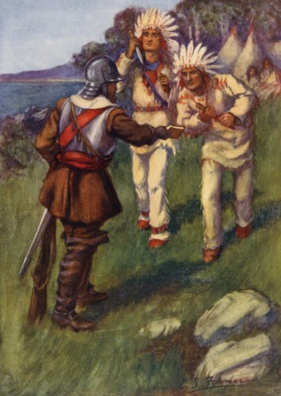 Miles Standish tratando con los indios de Emily Farmer