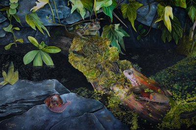 Vida en un estanque, 2021 (óleo sobre lienzo) de Emma Pewsey