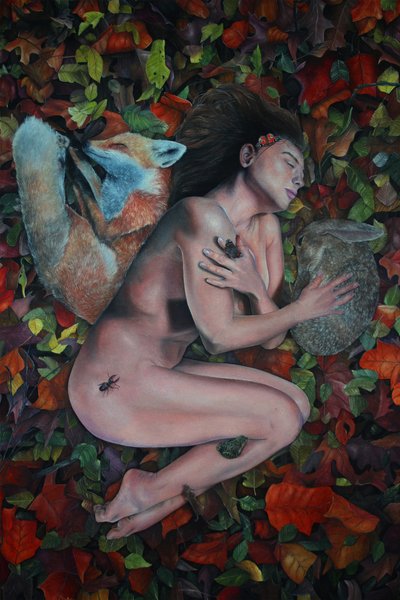 El bosque reunido, 2023 (óleo sobre lienzo) de Emma Pewsey