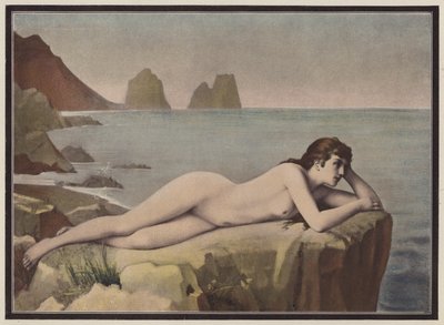 Delerium, mujer tendida en lo alto de un acantilado (litografia en color) de Emmanuel Benner