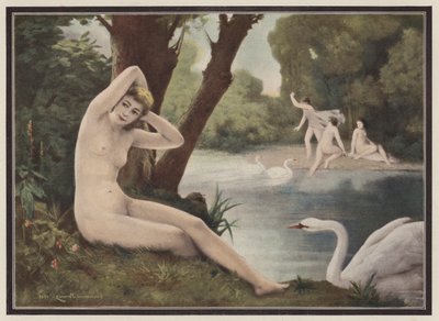 Leda, princesa espartana de la mitología griega (litografia en color) de Emmanuel Benner