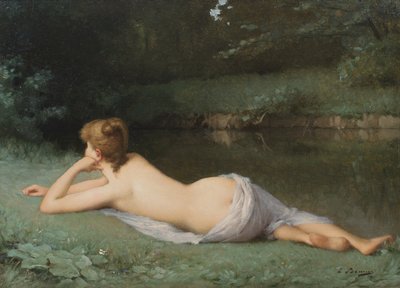 Desnudo recostado en la orilla de un río (óleo sobre lienzo) de Emmanuel Benner