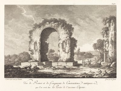 Vista de ruinas y fragmentos de construcción antigua... de la antigua Capua de Emmanuel Jean Nepomucène de Ghendt after Claude Louis Châtelet
