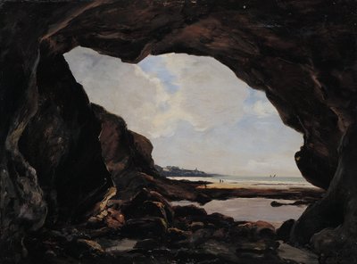 Cueva del Ris bajo el acantilado ferruginoso, Douarnenez, agosto de 1876 (óleo sobre lienzo) de Emmanuel Lansyer