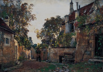 La casa de mi tío Pescherard en el castillo de Loches. 1882 (óleo sobre lienzo) de Emmanuel Lansyer