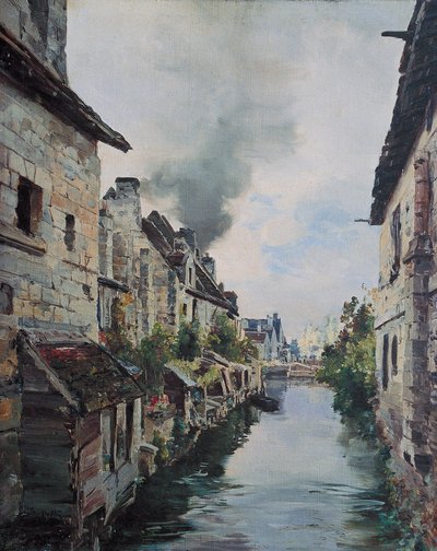 El canal de Beaulieu, vista del puente en la carretera de Loches a Beaulieu. 1891 (óleo sobre lienzo) de Emmanuel Lansyer