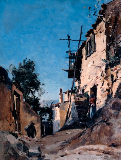 El casco antiguo bajo el cementerio, Menton, 1890 de Emmanuel Lansyer