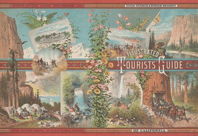 Portada de un Libro Guía Turística Ilustrada de los Famosos Resorts de Verano e Invierno de California, ca. 1870-80 de Emmanuel Wyttenbach