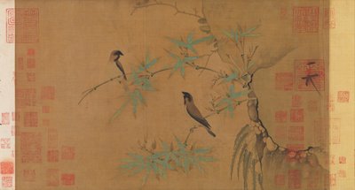 Pinzones y bambú, principios del siglo XII de Emperor Huizong