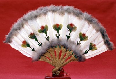 Abanico de plumas de pájaro, período tardío de Manchou (siglo XIX) de Empress Cixi Manchu Chinese