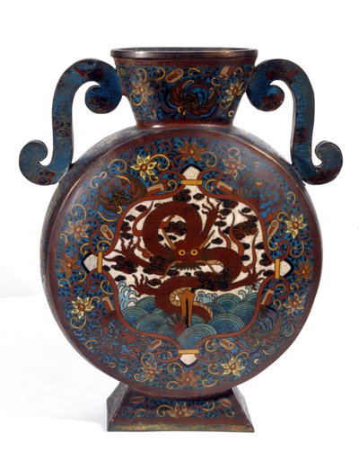 Jarrón chino en esmalte cloisonné, período Manchú de Empress Cixi Manchu Chinese