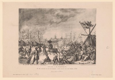 Reproducción de un dibujo de una vista del Nieuwe Brug de Pieter van den Berge de Emrik and Binger