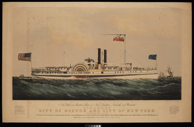 New York and Boston Line, a través de los vapores New London, Norwich y Worcester City of Boston y City of New York... de Endicott Endicott