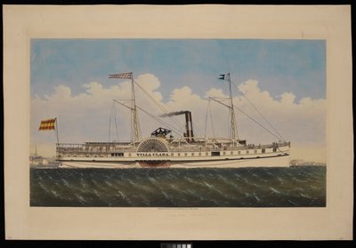S.S. Villa Clara con vista de Nueva York (litografía, coloreada) de Endicott Endicott