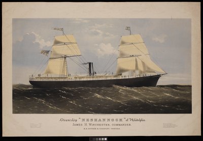 Steamship Neshannock de Filadelfia. James H Winchester, Comandante. E A Souder  Company, Propietarios (litografía, coloreada) de Endicott Endicott