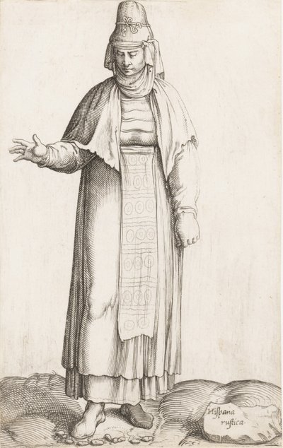 Placa de vestuario: Hispana Rústica con etiqueta en la roca, ca. 1557-58 de Enea Vico