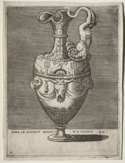 Jarra ornamentada con delfines de Enea Vico