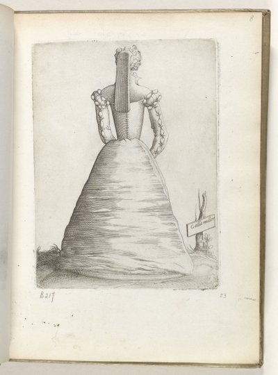 Galla Mulier (título sobre objeto) Una mujer casada de Francia, vestida a la moda de alrededor de 1550 Diversarum gentium nostrae aetatis habitus (título de la serie) de Enea Vico