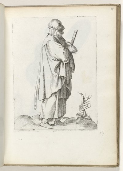 Campesino español mul (título sobre objeto) Vrouw naar rechts, gekleed in Spaanse kleding ca. 1550 La actitud de los comerciantes contemporáneos (título de la serie) de Enea Vico