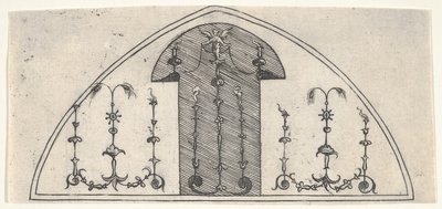 Panel en forma de lanceta de decoración grotesca de Enea Vico