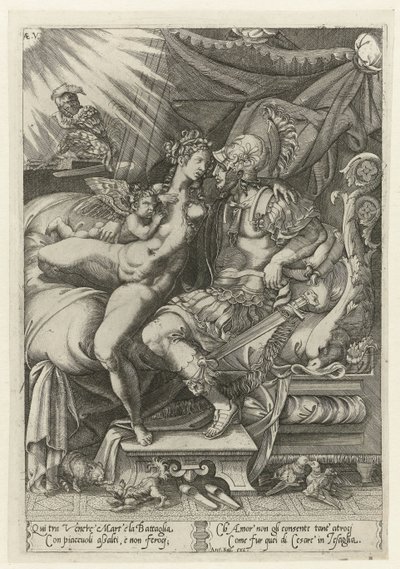 Marte y Venus como amantes de Enea Vico