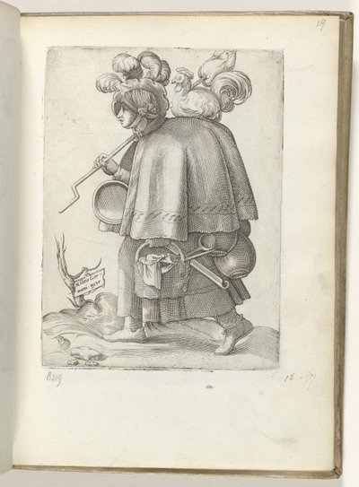 Esposa de soldado alemán (título sobre objeto) Duitse soldatenvrouw, gekleed volgens de mode van ca. 1550 La actitud de los traders contemporáneos de Enea Vico