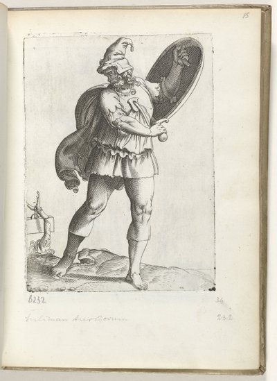 Spaanse krijgsman ca. 1550 La actitud de los comerciantes contemporáneos (título de la serie) de Enea Vico