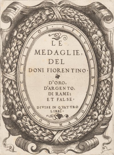 Placa de título: Le Medaglie del Doni Fiorentino de Enea Vico