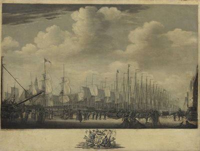 Reunión de la flota en el puerto de Vlissingen, 1804 de Engel Hoogerheyden