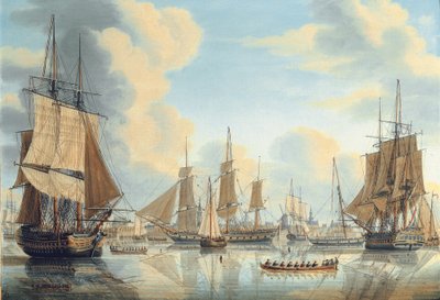 La flota batava bajo el vicealmirante Carel Hendrik Verhuell en Flushing de Engel Hoogerheyden