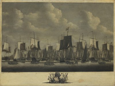 La flota saliendo del puerto de Vlissingen, 1804 de Engel Hoogerheyden