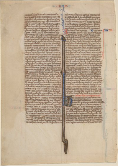 Hoja de manuscrito de una Biblia (Deuteronomio) de English 13th Century
