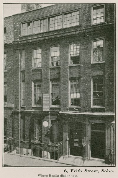 6 Frith Street, Soho, donde murió Hazlitt en 1830 de English Photographer