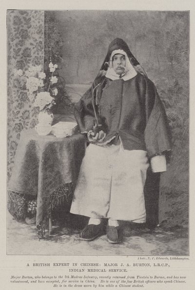 Un experto británico en chino, Mayor J A Burton, LRCP, Servicio Médico Indio de English Photographer