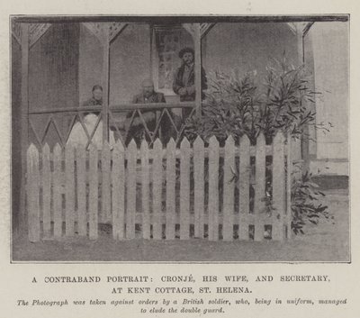 Un retrato de contrabando, Cronje, su esposa y secretario, en Kent Cottage, St Helena de English Photographer