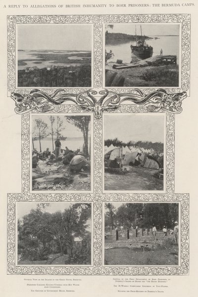 Una respuesta a las acusaciones de inhumanidad británica hacia los prisioneros bóer, los campos de Bermudas de English Photographer
