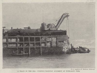 Un tren en el mar, curioso accidente ferroviario en el muelle de Kirkaldy de English Photographer