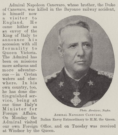 Almirante Napoleón Canevaro, Enviado Extraordinario de Italia a Su Majestad la Reina de English Photographer