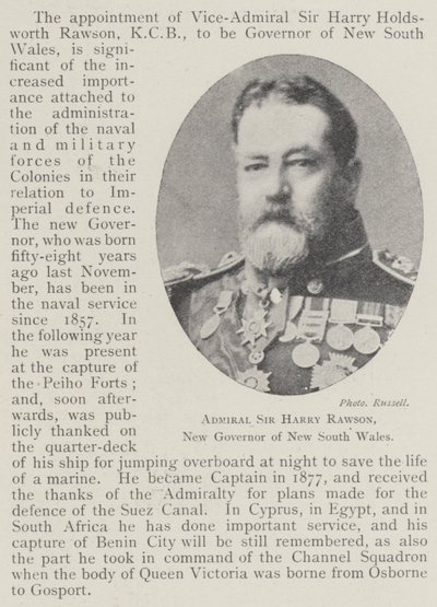 Almirante Sir Harry Rawson, Nuevo Gobernador de Nueva Gales del Sur de English Photographer