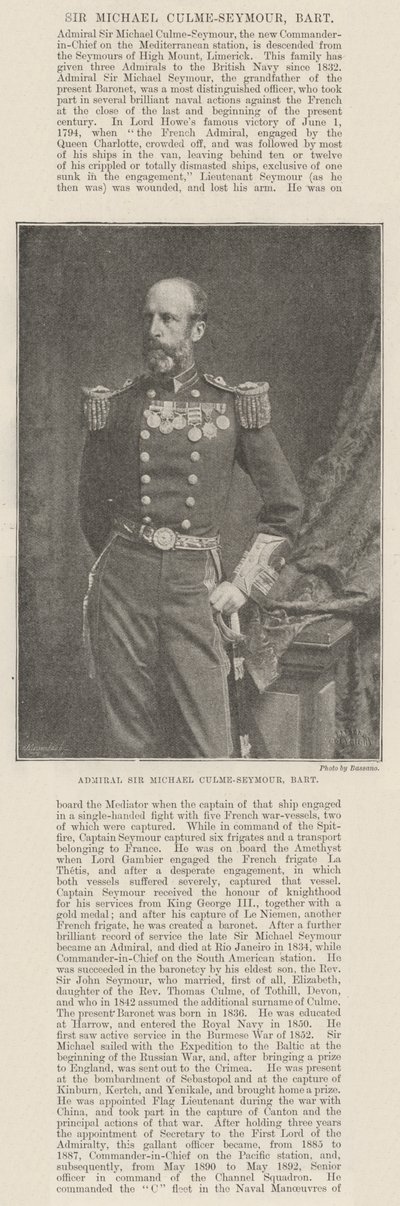 Almirante Sir Michael Culme-Seymour, Baronet de English Photographer