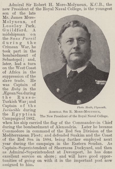 Almirante Sir R More-Molyneux, el nuevo presidente del Colegio Naval Real de English Photographer